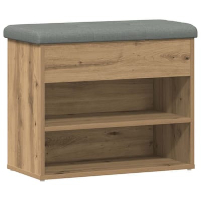 vidaXL - Schoenenbank - 62x32x50 - cm - bewerkt - hout - artisanaal - eikenkleur