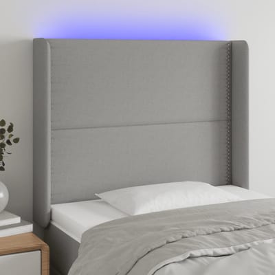 vidaXL - Hoofdbord - LED - 93x16x118/128 - cm - stof - lichtgrijs