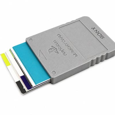 Visitekaartjeshouder Geïnspireerd op PlayStation Memory Card – Retro Game Design – Bureau Organizer – Cadeau voor Gamers – Grijs