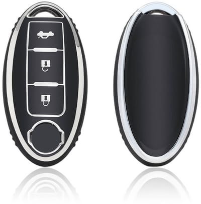 Autosleutel Hoesje geschikt voor Nissan - Sleutelcover - TPU Cover Sleutelhoes - Accessoires - zwart