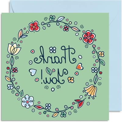 Bedankkaart Bloemen Ring - Wenskaart Bloemen Bedankjes - Waardering Tonen - Blanco Binnenzijde - 145mm x 145mm - Meerkleurig