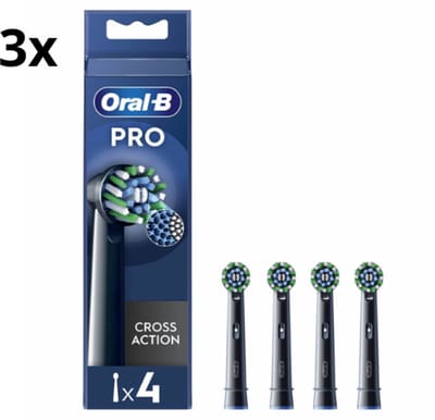 Oral-B Pro Cross Action Opzetborstels Zwart - 3 x 4 stuks