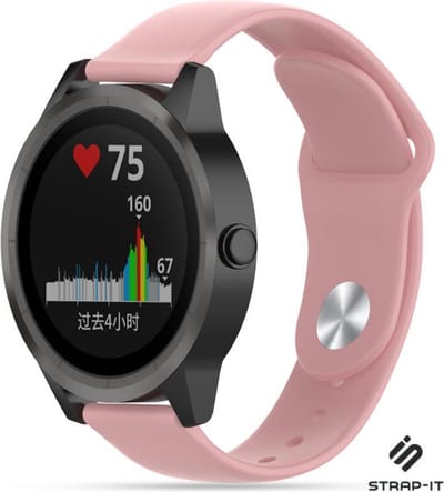 Strap-it Siliconen sport bandje - geschikt voor Garmin Vivoactive 3 / Vivoactive 5 / Vivomove HR / Venu / Venu SQ / Forerunner 245 / 570 - 42mm / 645 - roze