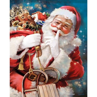 Peinture diamant  mystérieux père noël , point de croix, broderie en cristal, couture, diamant 20X30CM brown