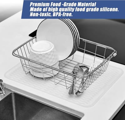 Afwasmat 40 x 45 cm, siliconen servies, hittebestendig, antislip, droogmat, gootsteen, afvoer, placemat (transparant)