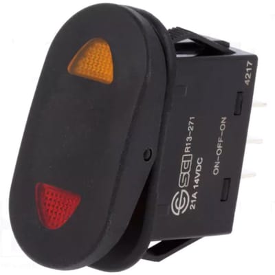 Schakelaar - 3 standen - 12v - SP3T - LED verlicht - Zwart