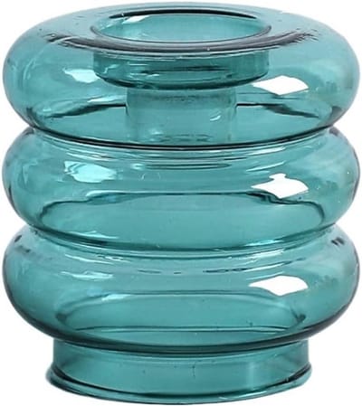 Kaarsenhouder Glas - Kandelaar Decoratie - Sfeervolle Decoratie - Elegante Stijl - 8.5 x 8.5 cm - Blauw