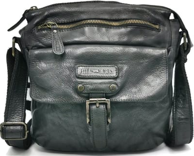 Hillburry - 6201/W- Schoudertas - Crossbody - Gewassen Leer - zwart- (bxhxd) 24cm x 24cm x 6cm