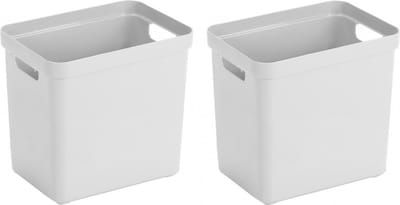 Sunware Opbergbox Sigma - 2x - kunststof - wit - 25 liter - Opbergbakken/opbergers - 35 x 25 x 36 cm
