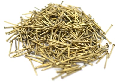 Pennen met ronde kop spijkers 1,2 x 10 mm ijzer messing 50g ca. 500 stuks