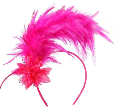 Dailygoods- Verenhaarband - Jaren 20 Flapper Hoofddeksel - Kunstbloemen - Haaraccessoires - Decoratie - Zachte Kalkoenveren - Flapperhoed