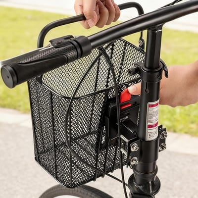 Fietsmand met Handgreep - Stuurmand Opbergmand - Dagelijkse Boodschappen - Snelontgrendelingssysteem - 25 x 19 x 15 cm - Zwart