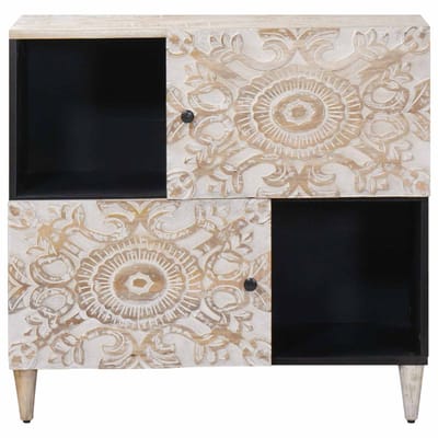 vidaXL - Dressoir - met - opslag - Wit - 80 - x - 33,5 - x - 75 - cm - Massief - Mango - Hout