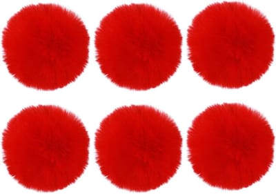 Set van 6 Rode Pompoms van 7 cm voor Creatieve Klussen, Versiering voor Hoeden, DIY Decoraties voor Bruiloften en Verjaardagen