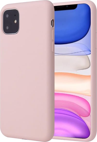Hoesje geschikt voor iPhone 11 - Matte Back Cover Microvezel Siliconen Case Hoes Roze