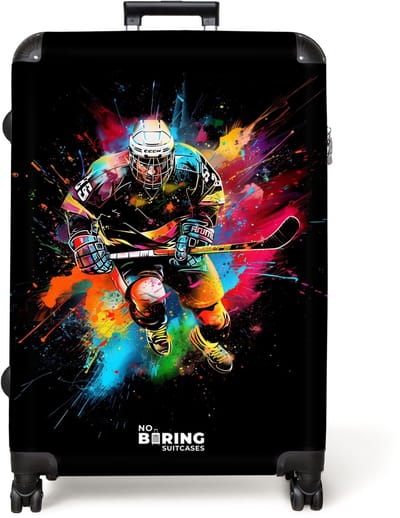 NoBoringSuitcases.com® - Koffer groot - Reiskoffer lichtgewicht - IJshockey met graffiti - Rolkoffer met 4 wielen - Grote trolley XL - 98 liter bagage