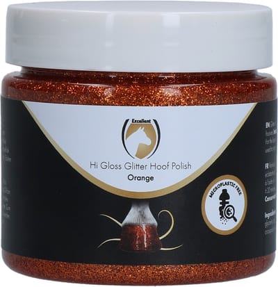 Hi Gloss Glitter Hoeflak Oranje - Glitters voor Hoeven - Hoefverzorging - Paard - 150 ml - Hydraterend - Glitters voor Vacht - Boerderijdieren