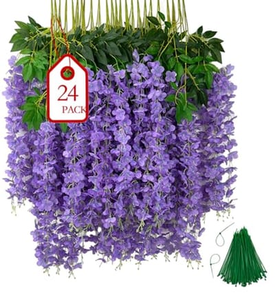 24 Stuks Hangende Kunstmatige Bloemen voor Tuin en Thuis Decoratie