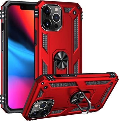 Ring Armor - Hoes met Kickstand Ring Geschikt voor: iPhone 14 Pro - Rood - Draaibare standaard - Magneet - ZT Accessoires