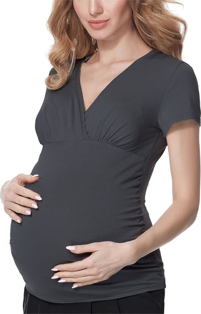 Bellivalini Dames Positie - Shirt Met Borstvoedingsfunctie – Donkergrijs – XS - BLV-BLV50-123-BL