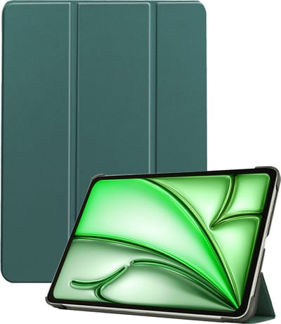 Hoesje Geschikt voor Apple iPad Air 6 (2024) - 11 inch - 6e Generatie - M2 - Dun & Stevig - Trifold Bookcase - Hard Cover - Hardcover Book Case - Tablet Hoes - Donkergroen