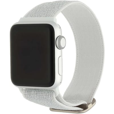 123watches bandje - nylon - geweven gesp - glitter wit - 38 · 40 · 41 & 42 mm - Geschikt voor Apple Watch series 1/2/3/4/5/6/7/8/9/10/11/12/SE/SE2/SE3