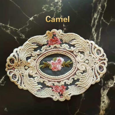 Dessous de verre ovale européen brodé en dentelle, pour chambre à coucher, bureau, cuisine, tasse, tapis de Table, couverture d'assiette de fruits, décoration en tissu de noël Oval 16x23cm