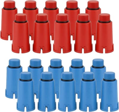 Waterleiding Stoppen - Bouwstoppen Set - Leidingen Afsluiten - Met Afdichtingen - 1/2 Inch - Blauw Rood