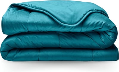 Zelesta Velvetbed Petrol 200x200 - Dekbed zonder overtrek - Velvet dekbed - Wasbaar hoesloos dekbed - Bedrukt dekbed - Dekbed met vaste overtrek - All year winterdekbed & zomerdekbed