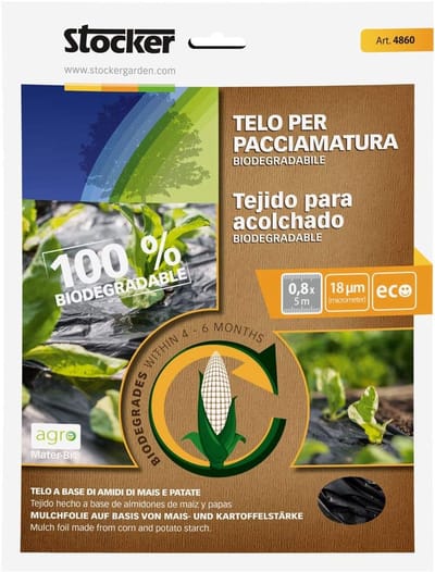 Biologisch Mulchvlies - Afbreekbaar Bodemvlies - Onkruid Vrij Houden - 100% Biologisch Afbreekbaar - 08 x 5 Meter