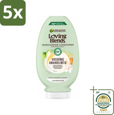 5 x Garnier Loving Blends Voedende Amandelmelk Conditioner 250 ml - Grootverpakking - Lichtdroog Haar - Voedende Conditioner - Amandelmelk - Biologisch Haarverzorging - Hydraatatie