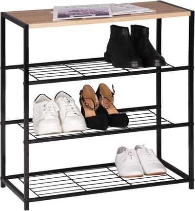 Bolt Edge Schoenenrek - Zwart - Vintage Design - 6-9 Paar - Voor Hal of Slaapkamer