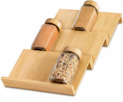 TIM® Kruidenpotjes - Kruidenrek Lade - Kruidenrek Lade Met Potjes - Kruidenrek Lade Organizer - Kruidenrek Voor Lade - Bruin - 3cm x 13cm x 19cm