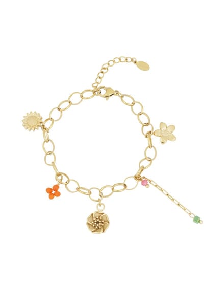 Bedelarmband Flower Dash - Verkleurt niet - Cadeau - Goudlief