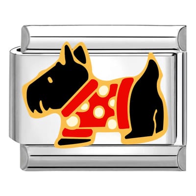 Quiges - Schakel - Bedel - 9mm - charms - Kleurrijk - Schotse Terrier - Geschikt voor - armband - Schakelarmband - italy bedels armband