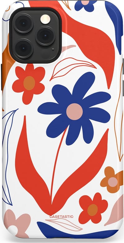 Casetastic hoesje geschikt voor Apple iPhone 12 / Apple iPhone 12 Pro - MagSafe - Dubbellaagse bescherming - Kleuren in bloei - Fashion Case - Wit Rood Perzik Donkerblauw