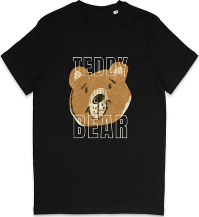 T Shirt Dames Heren - Grappige Teddy Beer Print Opdruk - Zwart - XS