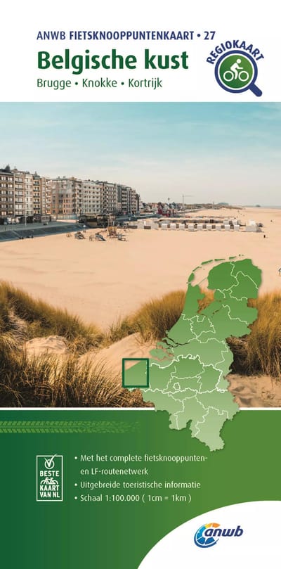 Fietsknooppuntenkaart Belgische Kust 1:100.000 - Anwb Fietsknooppuntenkaart - ANWB