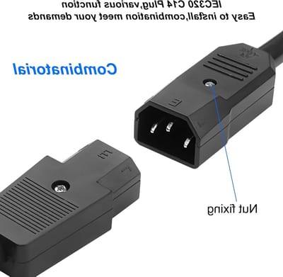 IEC320 C14 Male Connector AC 250V 10A 3-Pin Ingangsstopcontact Power Cord Adapter voor PDU Kasten - Set van 5 Stuks voor Industrieel Gebruik