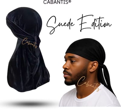 Cabantis® Velvet Durag – Suède Look – Premium Waves Hoofddoek – Comfortabel & Ademend – Unisex - Zwart