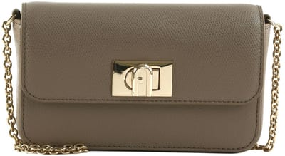FURLA Leren Schoudertas Avondtas 1927 Mini Crossbody Bag Stucco Gray Taupe