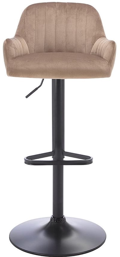 Vente-unique Barkruk van velours en zwart metaal - Verstelbare hoogte - Beige - ELEANA