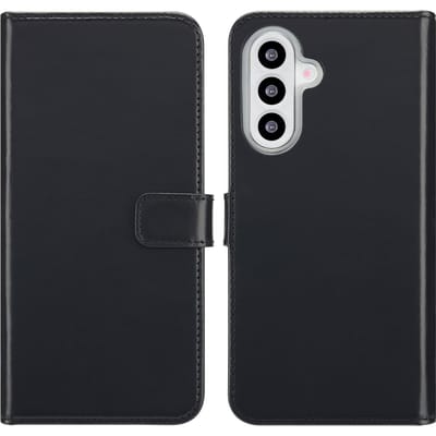 Selencia Hoesje - Geschikt voor Samsung Galaxy A26 - Echt Lederen Bookcase - Zwart