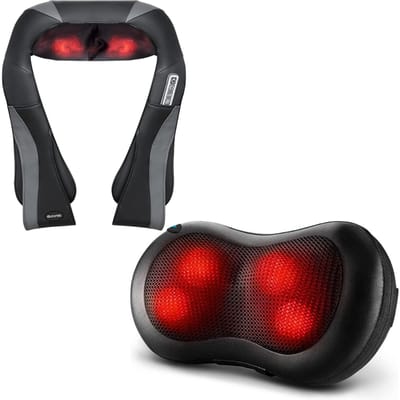 Auronic Nekmassage Apparaat en Rugmassage Apparaat Bundel - Warmtefunctie - Elektrisch - Zwart/Grijs