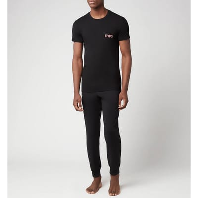 Emporio Armani - Maat M - Bold Monogram Short Sleeve Mannen Pyjamashirt - Black