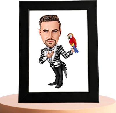 Papegaai Karikatuur - Karikatuur met Jouw Foto - Cadeau - Verjaardag - Kerst - Kado - Valentijn - Gepersonaliseerd Cadeau