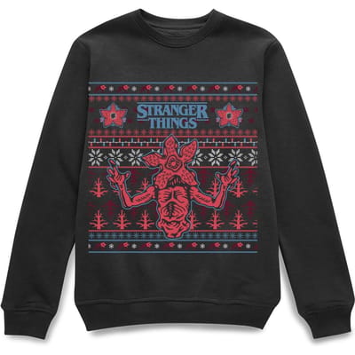 Stranger Things Christmas Deomogorgon Unisex Christmas Jumper - Black - S
