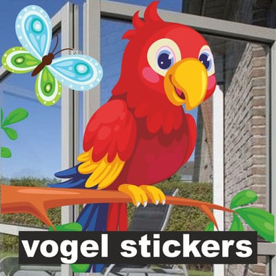 Jerma - Raamsticker - Papegaai - 24 x 29 cm - Stickers - Zelfklevend - Folie - Weerbestendig