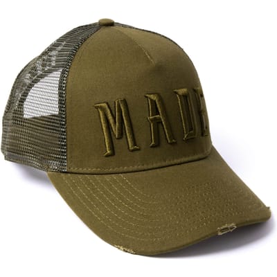 Milliner Military Olive Distressed Cotton Trucker Made 3D Embroidered