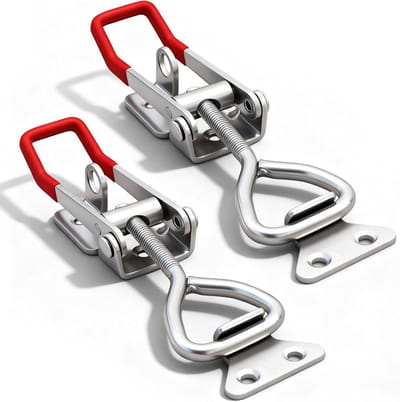 Spansluiting roestvrij staal - Kistsluiting hendel - Kasten beveiligen - Verstelbare lengte - 150-170 mm - Zilver rood